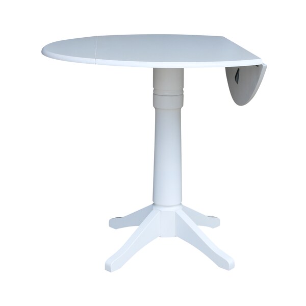 International Concepts Round 42, Round dual drop Leaf Pedestal Table, 42.3 inH, White, 42 W, 42 L, 42.3 in H, Wood, White K08-42DPT-27B-6B-2 - main